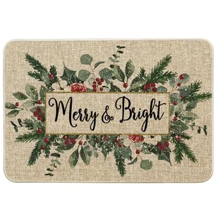 Artoid Mode Blätter Blumen Weihnachten Fußmatte, Saisonale Xmas Merry Bright Dekoration Küche Teppich Bodenmatte für Innen Außen Dekor 40x60 cm