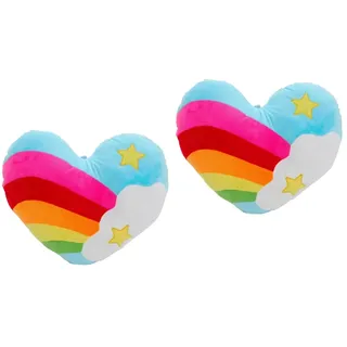 Toyvian Herzkissen 2Er Set Regenbogen Herzform Wurfkissen Mit Füllung Weiches Zierkissen Aus Kurzem Plüsch Und Baumwolle Für Sofa Schlafzimmer Auto Wohnzimmer Home Office
