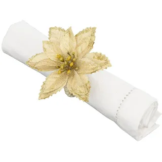 Atmosphera Createur d ́interieur Serviettenringe Weihnachtsstern 2er-Set , Goldfarben , Kunststoff , 9x7x9 cm , Dekoration, Weihnachtsdekoration