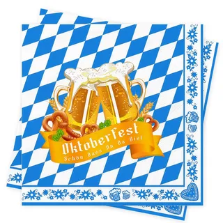 100Stück Bayrisch Oktoberfest Servietten Oktoberfest Deko 33X33cm Blau Weiß Bayern Servietten Schön Dass Du Da Bist Bayrische Napkins Seidenpapier Oktoberfest Tischdeko Accessoires Dekoration