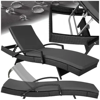 Tectake Rattan-Sonnenliege Océane 190 x 62 x 75 cm Schwarz