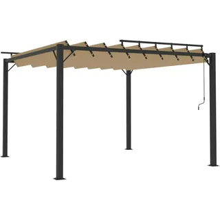 vidaXL Pergola mit Lamellendach 3x3 m Taupe Stoff und Aluminium