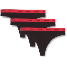 HUGO Damen Triplet Stripe Thong, Black5, L EU