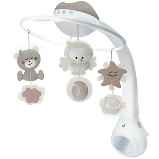 Infantino 3-in-1 Projektor Musik-Mobile, Umwandelbares Mobile, Lichtprojektor für Tisch & Kinderbett mit Weckmodus zur Tageslichtsimulation, Inkl. 6 Melodien & 4 Naturgeräuschen, Grau
