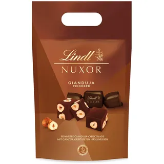 Lindt Schokolade | NUXOR Beutel XXL Feinherb | 700g | Cremige Gianduja Würfel in Zartbitter-Schokolade mit ganzen, gerösteten Haselnüssen | Schokoladen-Geschenk