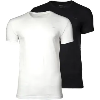 GANT Herren. 900012008 2er Set T-Shirts Rundhalsausschnitt weiß, schwarz (XXL), Lässig, Baumwolle, Kurzarm
