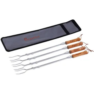 Begatter Grillspieße Lagerfeuer, Marshmallow Spieße Ausziehbar 75cm Lange, Teleskop Barbecue Camping Grillgabel für Würstchen, mit Holzgriffen Inkl. Tasche