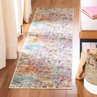 SAFAVIEH Zeitgenössische Teppich für Wohnzimmer, Esszimmer, Schlafzimmer - Madison Collection, Kurzer Flor, Grau und Rosa, 61 X 244 cm
