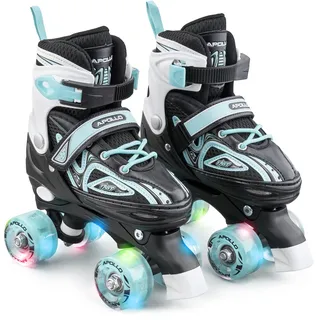 Apollo Super Quad X Pro Rollschuhe Kinder & Damen, verstellbar mit LED | Komfortable, größenverstellbare LED Rollschuhe: Roller Skates für Kinder, Jungen, Mädchen & Damen, mitwachsend