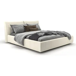 KAWOLA Bett HENRY Polsterbett Leder weiß 140x200cm - Weiß
