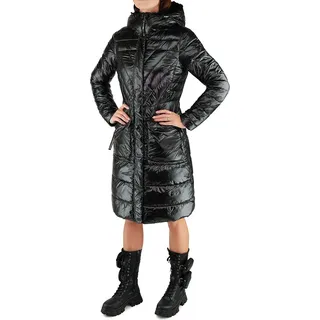 Damenjacke LUHTA Hakkila mit Kapuze aus Kunstfell Schwarz L - Schwarz