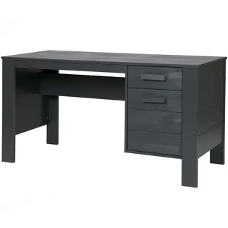 Livetastic Schreibtisch , Dunkelgrau , Holz , Kiefer , massiv , 1 Schubladen , rechteckig , eckig , 59x74x141 cm , Stauraum , Holzmöbel, Holztische, Schreibtische Holz, Schreibtische Holz
