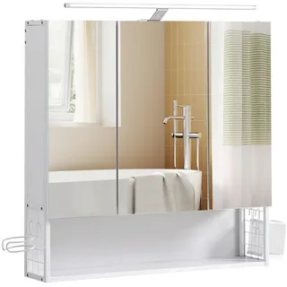 VASAGLE Spiegelschrank 70 cm weiß mit LED