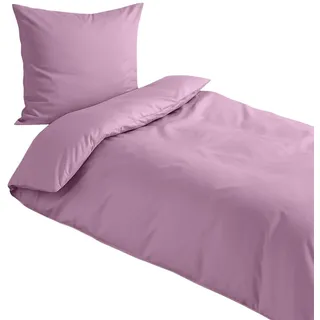 Traumschlaf Uni Mako-Satin Bettwäsche – seidig glatt & hautsympathisch aus 100% Baumwolle – edles Uni Design, atmungsaktiv & pflegeleicht – mit Reißverschluss – 140x200 cm + 70x90 cm, Mauve