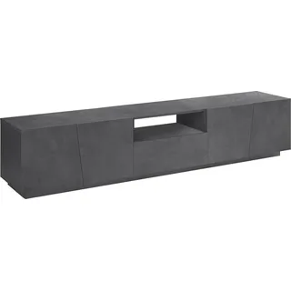 Fernsehschrank Paul, Niedriges Sideboard für Wohnzimmer, Sockel für TV-Möbel, 100 %  Italy, cm 220x43h46, Schiefer - Grau