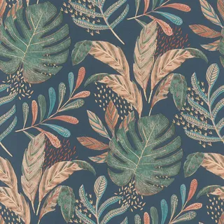 Rasch Textil Vliestapete Botanical 10,05 m x 0,53 m 464306 Blau