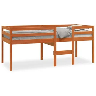 vidaXL Hochbett Wachsbraun 90x200 cm Massivholz Kiefer