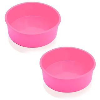 DHSWNNG Silikon Backformen, 20cm Rund Antihaft Kuchenform Silikon Tortenform Pink Backform Silikonform Backen für Schichtkuchen Käsekuchen Chiffonkuchen