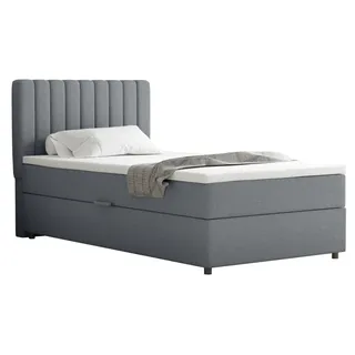 Boxspringbett 100x200 EVEREST, mit Topper, mit Bettkästen,  Einzelbett, , Panda Möbel - Grau