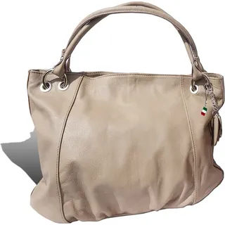 Florence Damen Beuteltasche Tasche taupe echtes Leder 42x14x28 cm D2OTF128C - Beige
