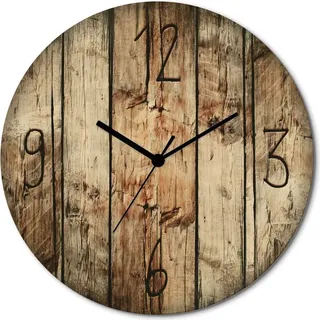 ARTland Holz Wanduhr Funkuhr - schwarzer Zeiger Chroniken der Natur Größe: 30x30 cm - Braun