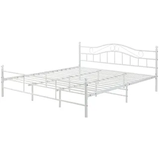 [en.casa] Metallbett Florenz 180x200cm Weiß , Lattenrost - Weiß