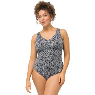 Ulla Popken, Damen, große Größen, Badeanzug, Laura, Struktur Blätter