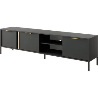Bettso TV-Schrank Industrial Fernsehtisch TV Lowboard Boho Fernsehschrank TV Board - LARS 203 cm Schwarz Anthrazit - Schwarz