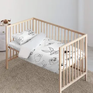 Belum Looney Tunes Bettbezug, Bettbezug, Modell Looney B&W, Bettbezug mit Knöpfen, 100% Baumwolle, Bettbezug (Maxi-Kinderbett, 115 x 145 cm)