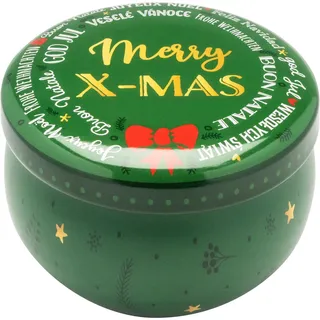 GRUSS & CO 49956 Kerze Merry X-Mas, Dose, Soja-Wachs Vanille, Mehrfarbig