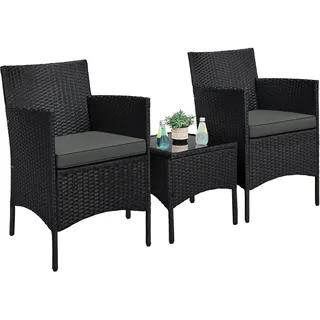 Yaheetech 3er Gartenmöbel-Set Gartensitzgruppe Polyrattan Balkontisch mit 2 Stühle Outdoor Möbelset für Balkon & Terrasse Schwarz/Grau - Schwarz, Grau
