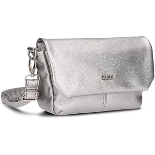 Zwei Damen Handtasche Mademoiselle.M M40 kleine Umhängetasche 1 Liter breite Crossbody-Bag mit Magnetklappe & Reißverschluss klassisch-elegant (silver)