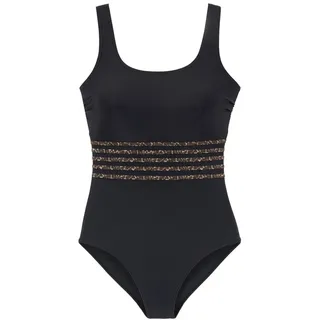 LASCANA Badeanzug »Adele« mit Shaping-Effekt und bedruckten Details, schwarz