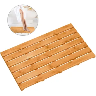 Bamfan Bambus-Holz-Badematte für luxuriösen Duschbereich – Rutschfester Badezimmer-Teppich für den Innen- und Außenbereich (80 x 47 x 3,8 cm)