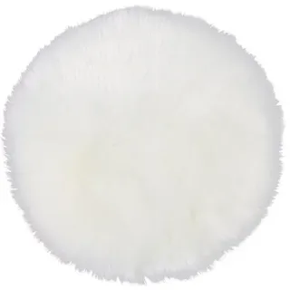 Kunstfell-Sitzkissen weiß Ø 35 cm