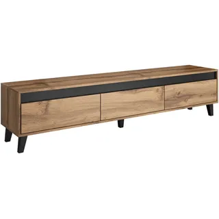 Mirjan24 Nord TV-Lowboard 185x42x38 cm Wotan Eiche/Grau Holzwerkstoff