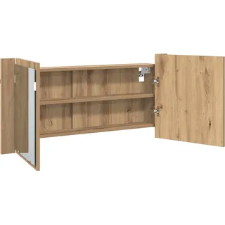 vidaXL LED Spiegel-Schrank mit Regal Artisan-Eiche 100 x 12 x 45 cm - Braun