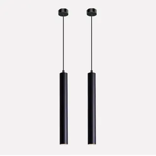 Vecys 2 Stück Moderne Schwarze Zylinder Hängelampe mit 3W COB Patch LED-Licht Zylinder Pendelleuchte φ4*30.5CM für Küche Esszimmer Laden Bar Theke