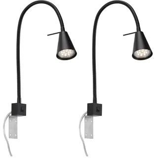 BRILONER - LED Leselampe mit Schalter am Gehäuse, schwenkbar, GU10 4,7W, 400lm, warmweißes Licht, Wandleuchte Innen, Wandlampe, Bettlampe, Lampe Bett, Leselicht, Nachttischlampe, 40,3 cm, Schwarz