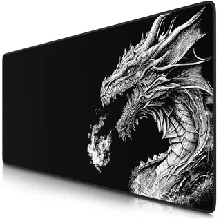 TITANWOLF - XXL Speed Gaming Mauspad 900 x 400mm - XXL Mousepad - Tischunterlage Large Size - verbessert Präzision und Geschwindigkeit - Black Dragon