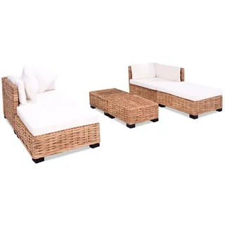 vidaXL Sofagarnitur 16-tlg. Rattan braun/weiß