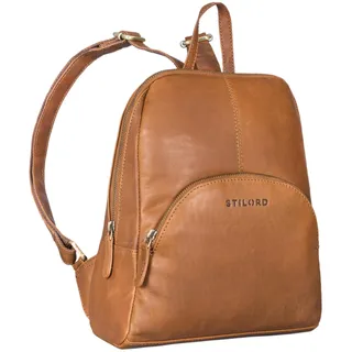 STILORD Josephine Lederrucksack Damen Klein Echt-Leder Cognac braun mit vielen Fächern ideal als Daypack Cityrucksack Tagesrucksack Stadtrucksack und Rucksack-Hand-Tasche