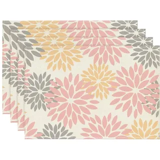 Artoid Mode Blumen Rosa Dahlien Sommer Platzsets 4er Set, 30x45cm Urlaub Tischsets Waschbar Platzdeckchen Küche Party Deko