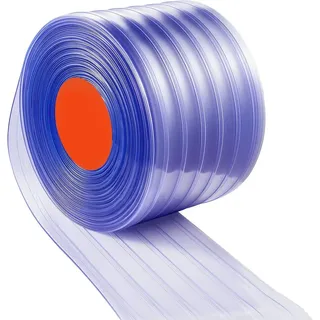 Durchsichtiger PVC-Streifenvorhang, 45,7 m Länge x 30,5 cm Breite, gerippte Kunststoff-Türstreifen-Großrolle, begehbare Kühlraumvorhangstreifen für Türen von Supermärkten, Garagen, Lagerhäusern, Tierställen - Transparent