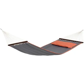 AMAZONAS - XL Hängematte American Dream | Premium Stabhängematte für 2 Personen mit abknöpfbarem Kissen | Liegefläche 200x120cm | Belastbar bis 180 kg | Farbe: Grey