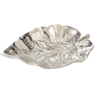 Ambia Home Dekoschale , Nickelfarben , Metall , Uni , Blatt , 28x6x36 cm , Lfgb , handgemacht , Dekoration, Dekoschalen