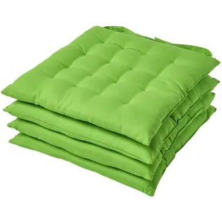 Homescapes Stuhlkissen 4er-Set limette 40/40/6,5 cm , Grün , Textil , Quadratisch , 40x6.5x40 cm , Oeko-Tex® , Heimtextilien, Wohntextilien, Sitzkissen