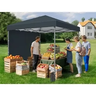 DWVO Pavillon Faltpavillon, Faltbarer Stabil Pop up Wetterfester Gartenpavillon mit Schutz, höhenverstellbar für alle Jahreszeiten ideal für Märkte Pool Wasserdicht und robust 3x3M Grau