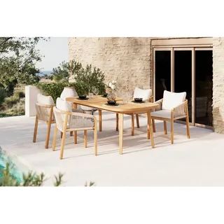 Ambia Garden Gartenstuhl , Akaziefarben, Beige , Holz , Akazie , massiv , Füllung: Polyester , 58x77x62 cm , FSC 100% , inklusive Armlehnen , Holzmöbel, Sitzgelegenheiten Holz, Gartensessel Holz