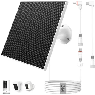 Kfonla Solarpanel für Ring Kamera, 6W Solar Ladegerät mit USB-C und DC für Ring Stick Up Cam Plus Pro und Spotlight Cam Battery Serie, IP65 Wassergeschützt, 3m Kabel, 360 Grad Verstellbarer Halter